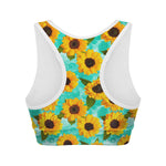 Bright Sunflower Pattern Print Women's Sports Bra