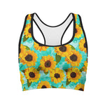 Bright Sunflower Pattern Print Women's Sports Bra