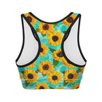 Bright Sunflower Pattern Print Women's Sports Bra
