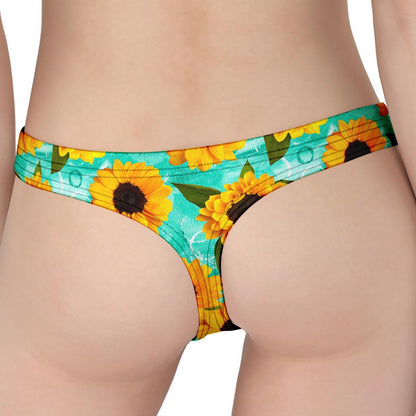 Bright Sunflower Pattern Print Women's Thong
