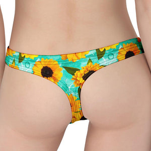 Bright Sunflower Pattern Print Women's Thong