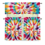 Bright Swirl Tie Dye Print 3 Piece Kitchen Curtains