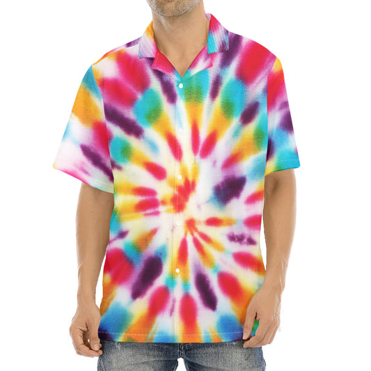 Bright Swirl Tie Dye Print Aloha Shirt