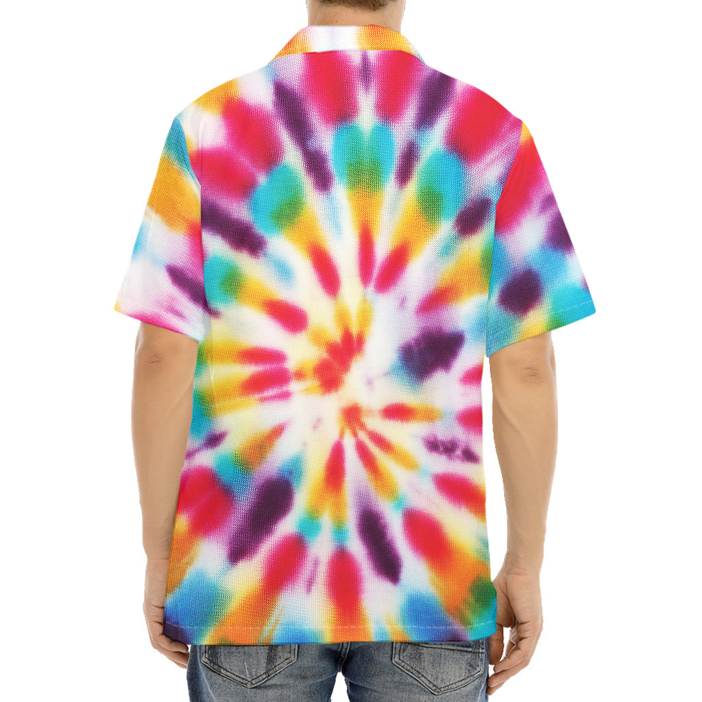 Bright Swirl Tie Dye Print Aloha Shirt