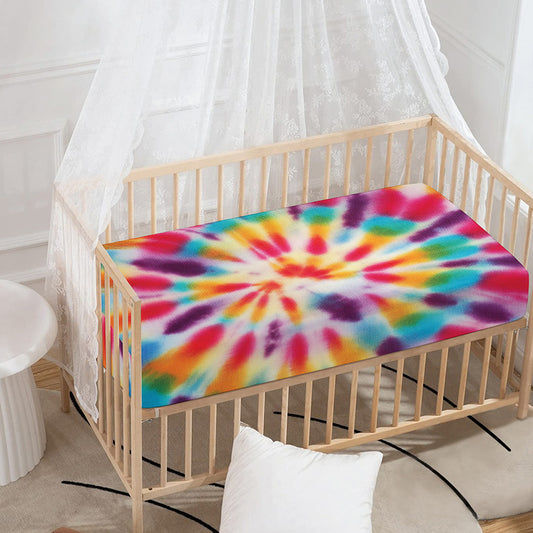 Bright Swirl Tie Dye Print Baby Crib Sheet