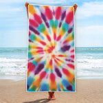 Bright Swirl Tie Dye Print Beach Towel