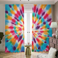 Bright Swirl Tie Dye Print Dimout Pencil Pleat Curtains