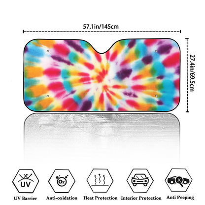 Bright Swirl Tie Dye Print Car Windshield Sun Shade