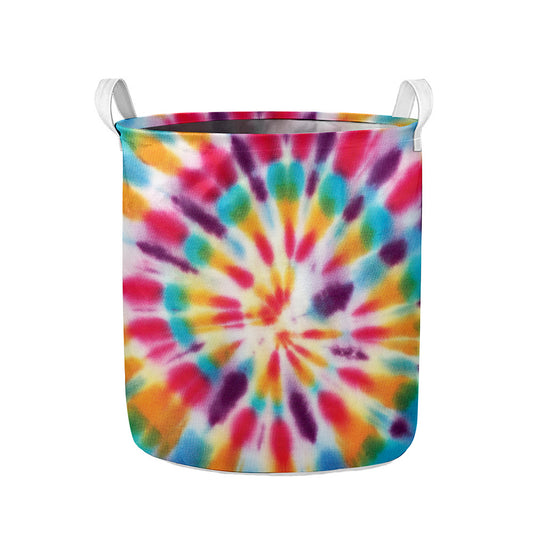 Bright Swirl Tie Dye Print Collapsible Laundry Basket