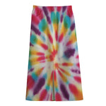 Bright Swirl Tie Dye Print Cotton Front Slit Maxi Skirt