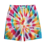 Bright Swirl Tie Dye Print Cotton Shorts