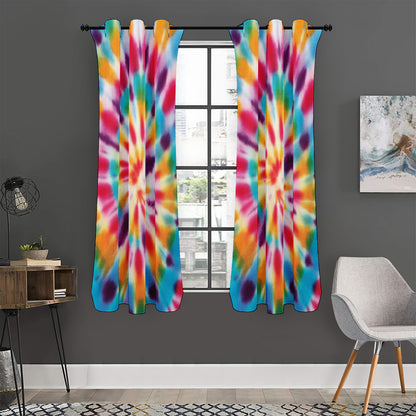 Bright Swirl Tie Dye Print Curtain