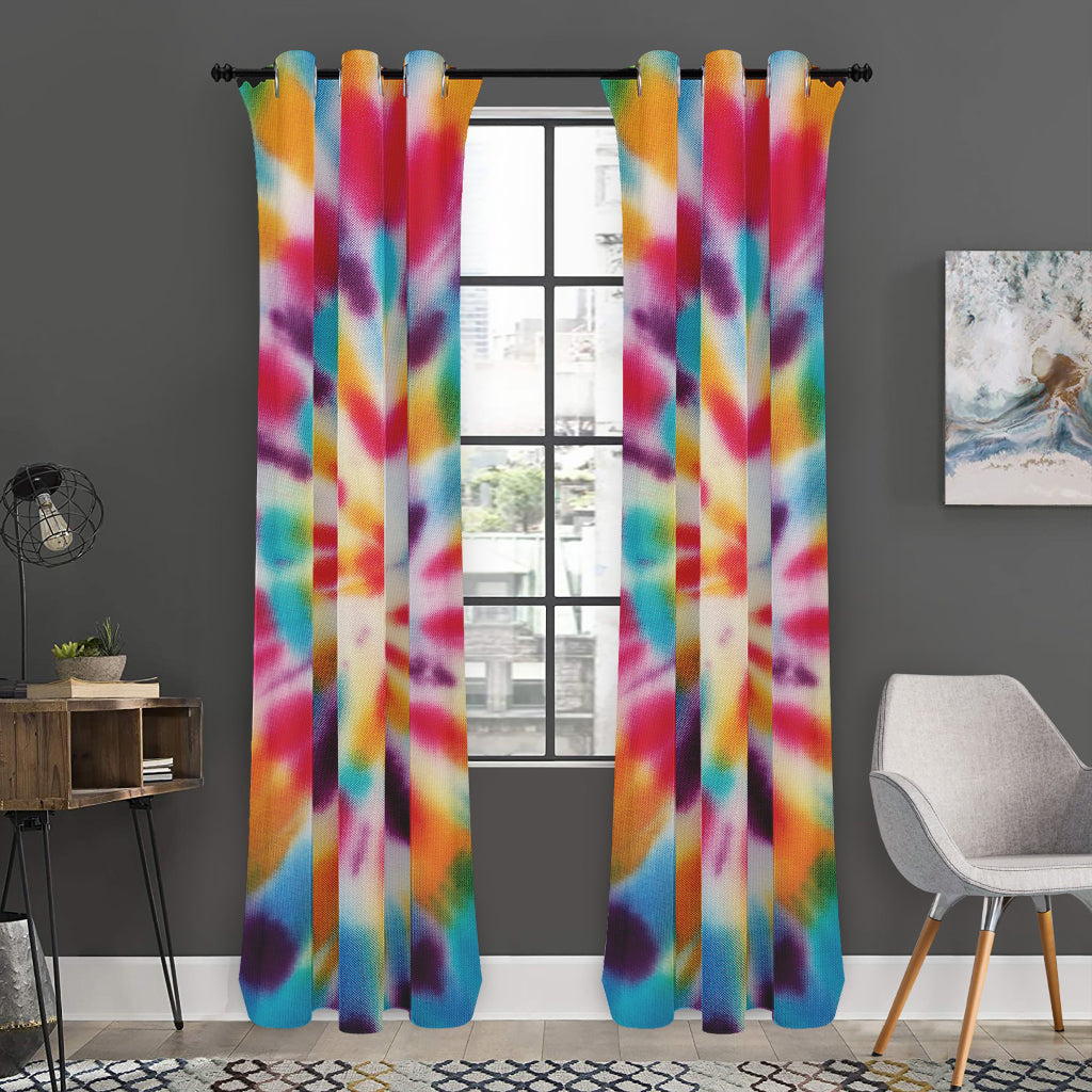 Bright Swirl Tie Dye Print Curtain