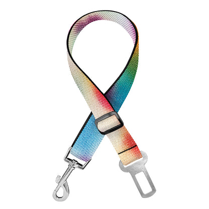 Bright Swirl Tie Dye Print Dog Seat Belt