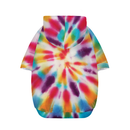 Bright Swirl Tie Dye Print Dog Zip Up Hoodie