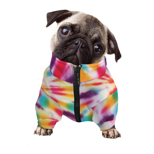 Bright Swirl Tie Dye Print Dog Zip Up Jacket