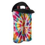 Bright Swirl Tie Dye Print Double Neoprene Wine Tote