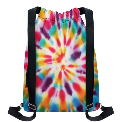 Bright Swirl Tie Dye Print Drawstring Backpack