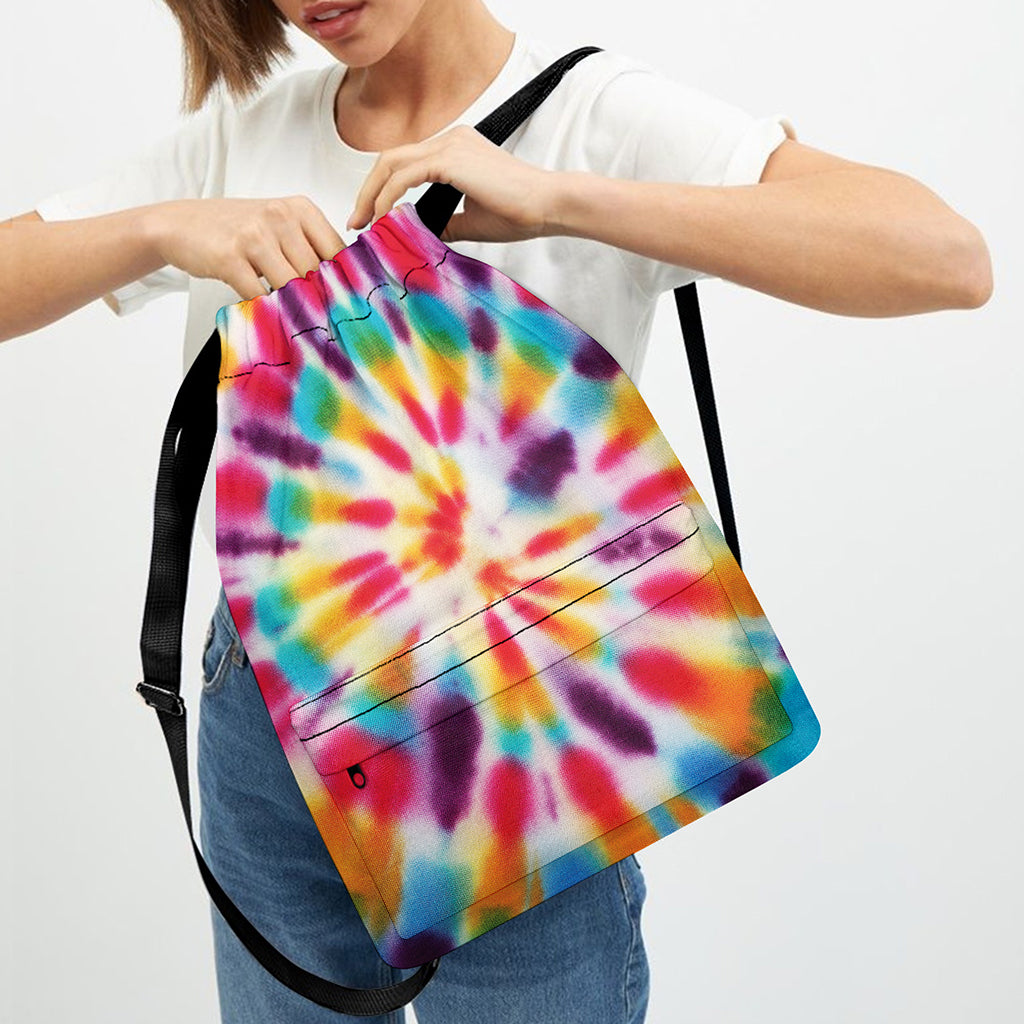 Bright Swirl Tie Dye Print Drawstring Backpack
