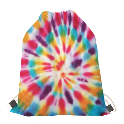 Bright Swirl Tie Dye Print Drawstring Bag