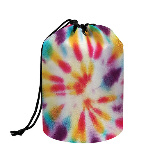 Bright Swirl Tie Dye Print Drawstring Makeup Bag