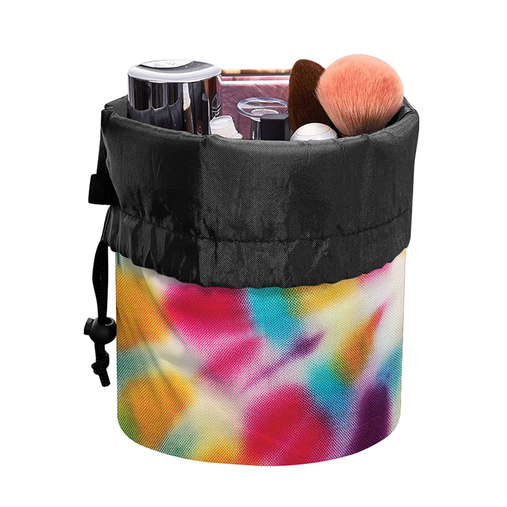 Bright Swirl Tie Dye Print Drawstring Makeup Bag