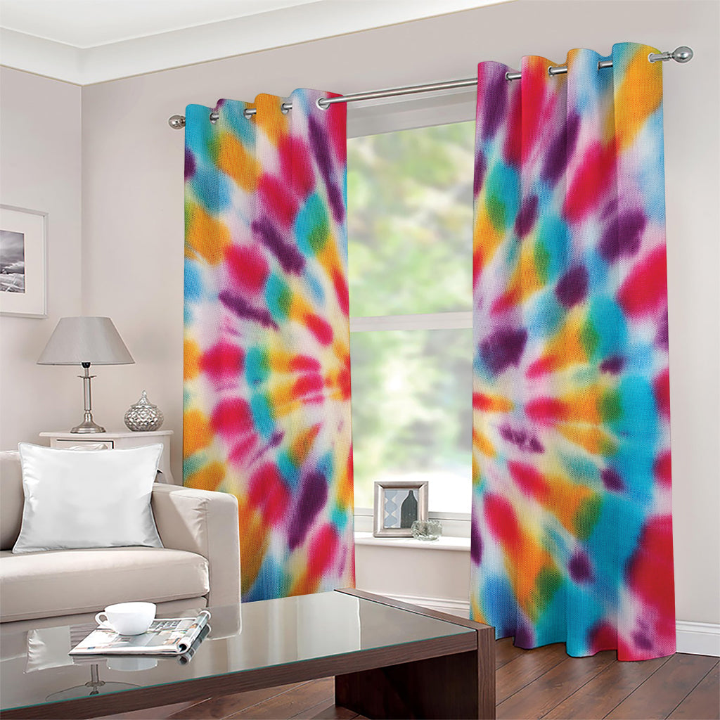 Bright Swirl Tie Dye Print Extra Wide Grommet Curtains