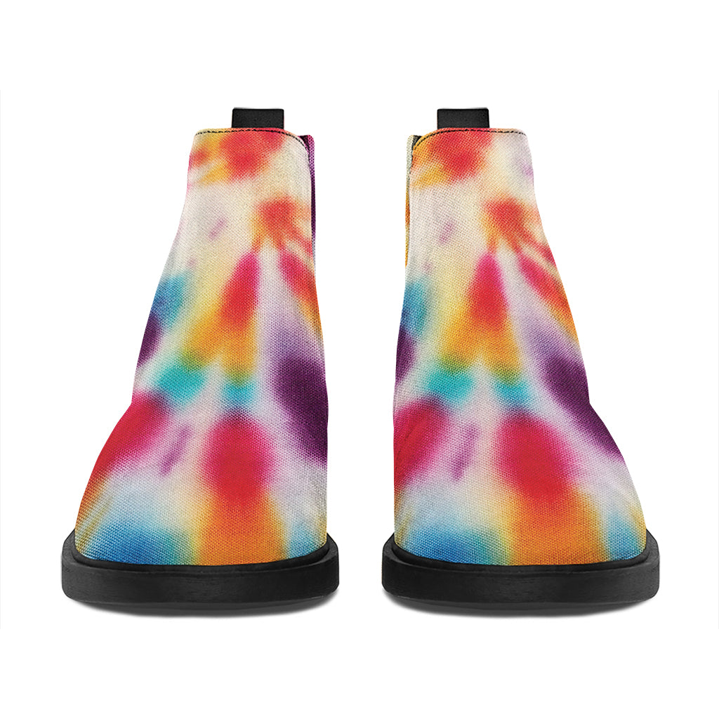 Bright Swirl Tie Dye Print Flat Ankle Boots