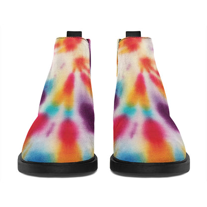 Bright Swirl Tie Dye Print Flat Ankle Boots