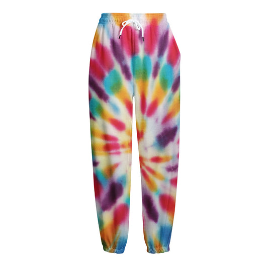 Bright Swirl Tie Dye Print Fleece Lined Knit Pants