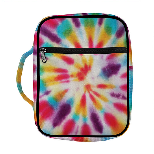 Bright Swirl Tie Dye Print Front Pocket Bible Bag
