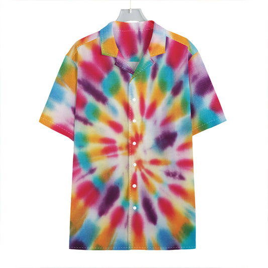 Bright Swirl Tie Dye Print Hawaiian Shirt