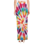 Bright Swirl Tie Dye Print High Slit Maxi Skirt
