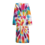 Bright Swirl Tie Dye Print Hooded Bathrobe