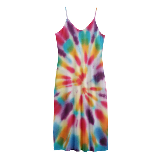 Bright Swirl Tie Dye Print Jersey Midi Cami Dress
