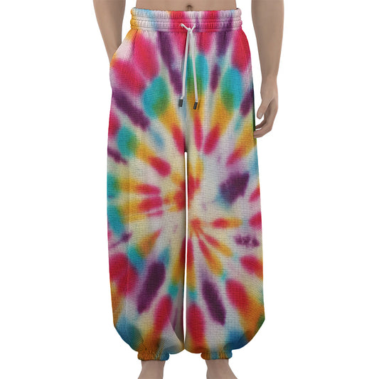 Bright Swirl Tie Dye Print Lantern Pants