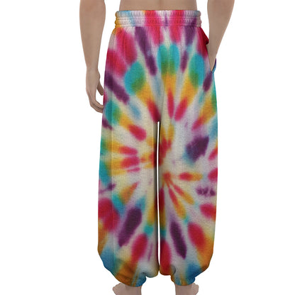 Bright Swirl Tie Dye Print Lantern Pants