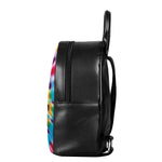 Bright Swirl Tie Dye Print Leather Backpack