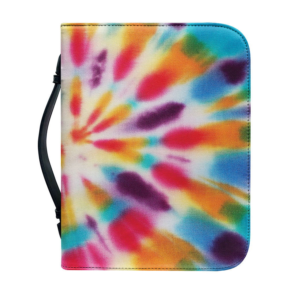 Bright Swirl Tie Dye Print Leather Bible Cover