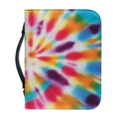 Bright Swirl Tie Dye Print Leather Bible Cover