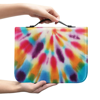 Bright Swirl Tie Dye Print Leather Bible Cover