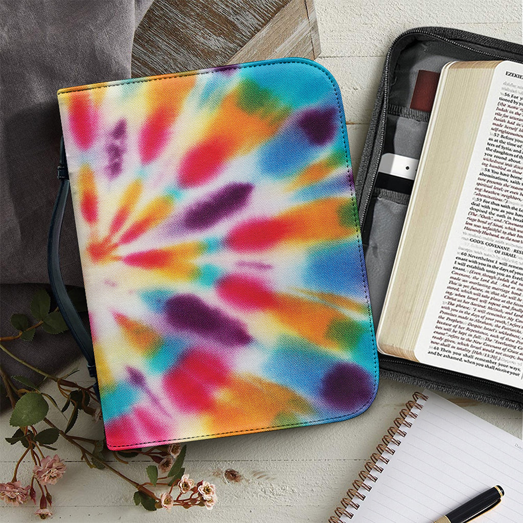 Bright Swirl Tie Dye Print Leather Bible Cover