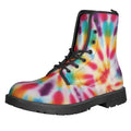 Bright Swirl Tie Dye Print Lace-Up Boots