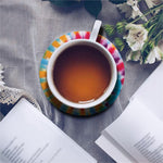 Bright Swirl Tie Dye Print Leather Coaster Set