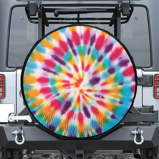 Bright Swirl Tie Dye Print Leather Spare Tire Cover