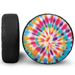 Bright Swirl Tie Dye Print Leather Spare Tire Cover