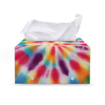 Bright Swirl Tie Dye Print Leather Tissue Box Cover