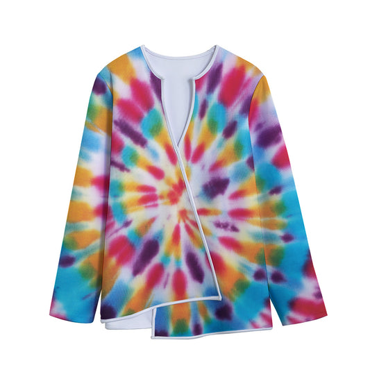 Bright Swirl Tie Dye Print Long Sleeve Short Coat