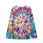 Bright Swirl Tie Dye Print Long Sleeve Short Coat