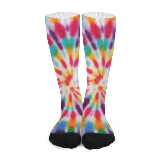 Bright Swirl Tie Dye Print Long Socks